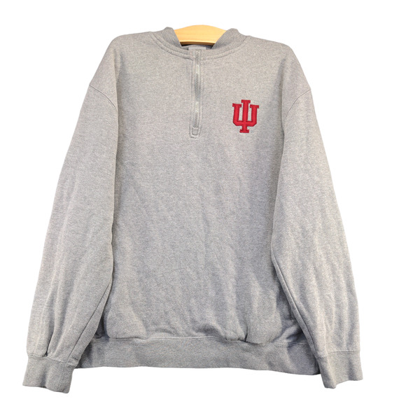 Stadium Athletics Men's Indiana Hoosiers 1/4 Zip Pullover Sweatshirt Gray XXL - Picture 1 of 13